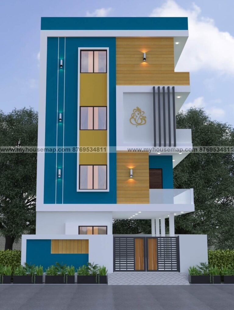 house color and painting design 16 exterior home design four floor, image for simple house design with wooden tiles and blue and white color theme.