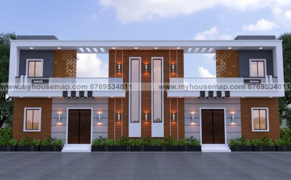 village single floor home front design 60×60 ft