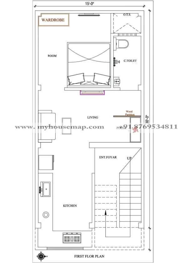 15×30 Ft House Plan