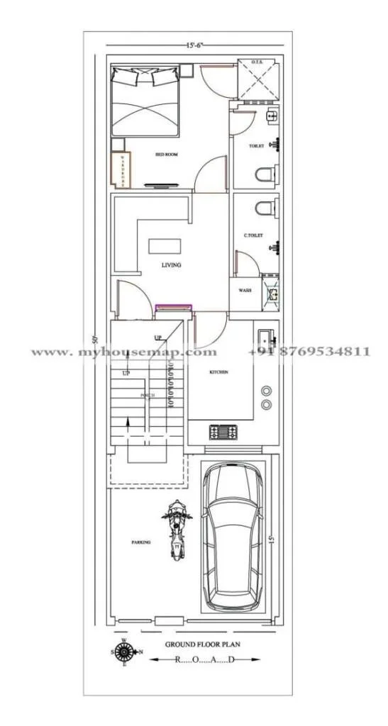 15×50 Ft House Map