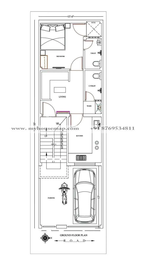 15×50 Ft House Map