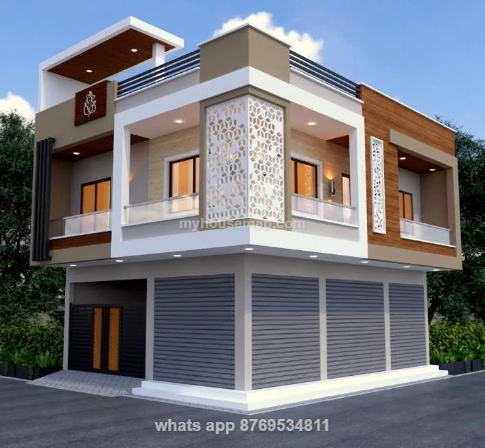 2 Floor Commercial Residential Front Elevation Design