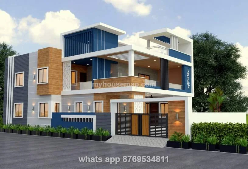 2 Floor Corner Elevation Design