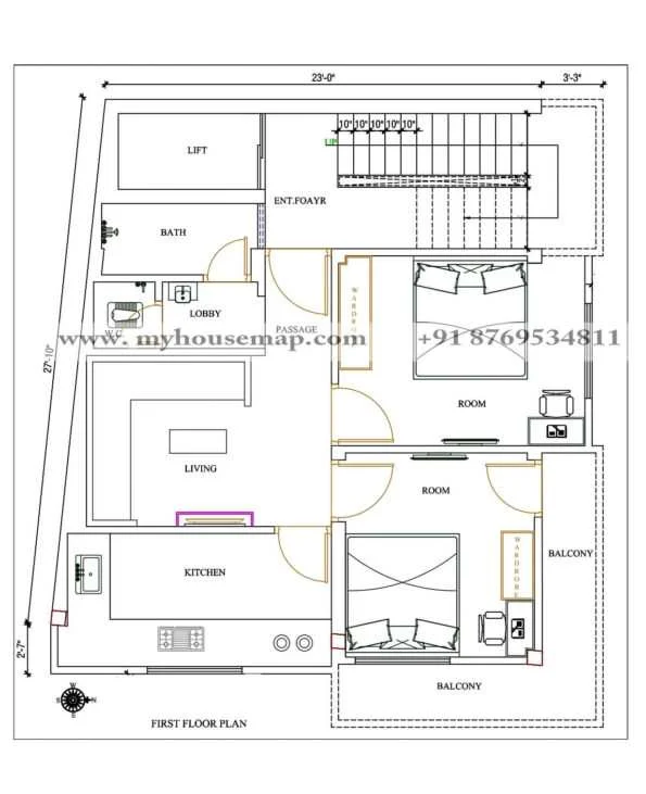 23×30 Ft House Map