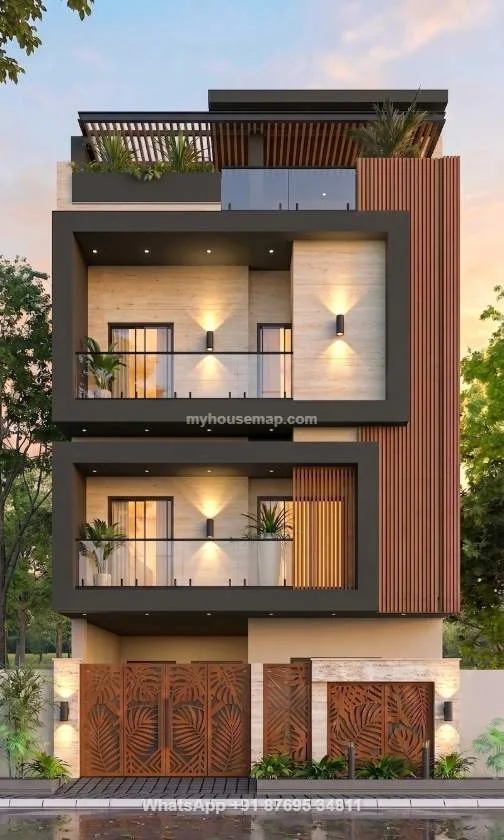 3 Floor Front Design For 28 Ft
