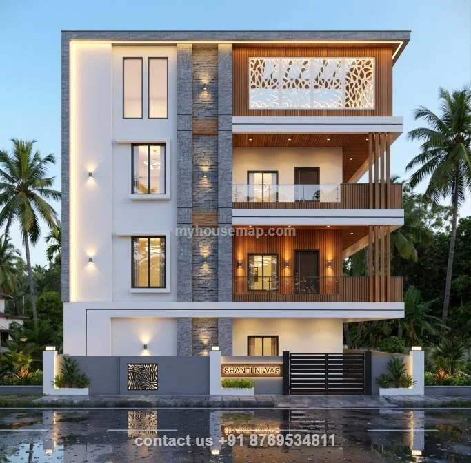 3 Floor Modern Elevation Design