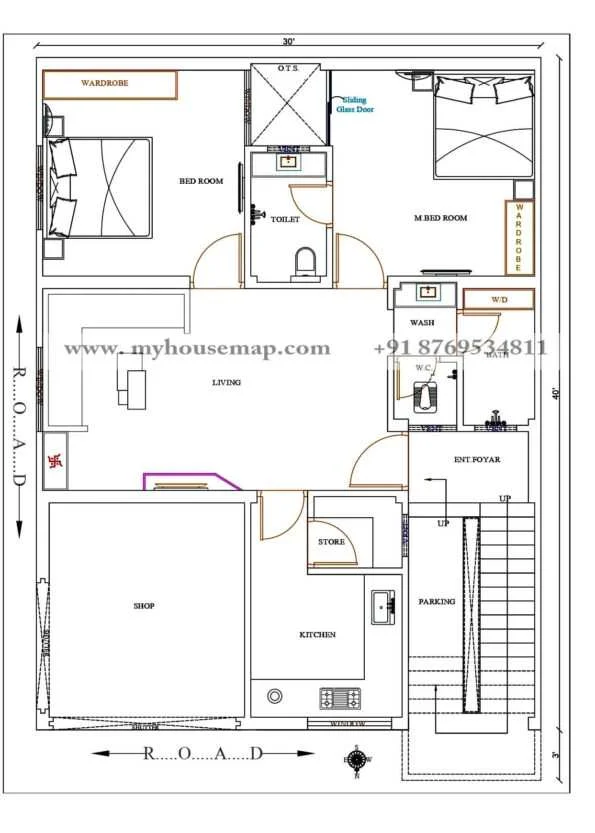 30×40 Ft Home Map