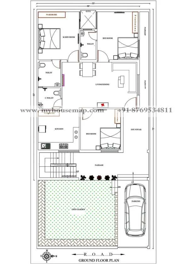 33×70 Ft House Plan