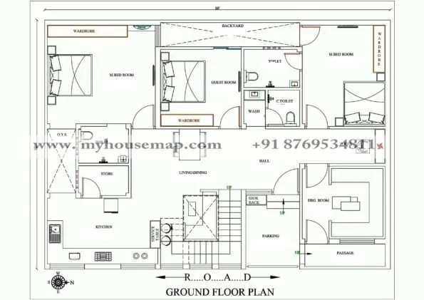 50×36 Ft House Map