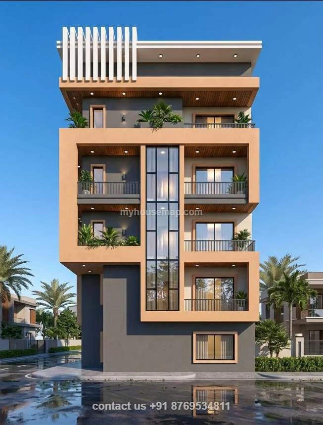 Apartment Elevation Glass Design