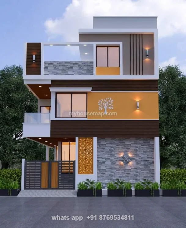 Triple Floor Home Design For Front