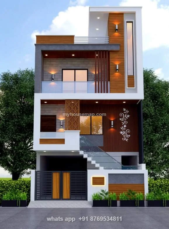 Beautiful 3 Floor House Front Design