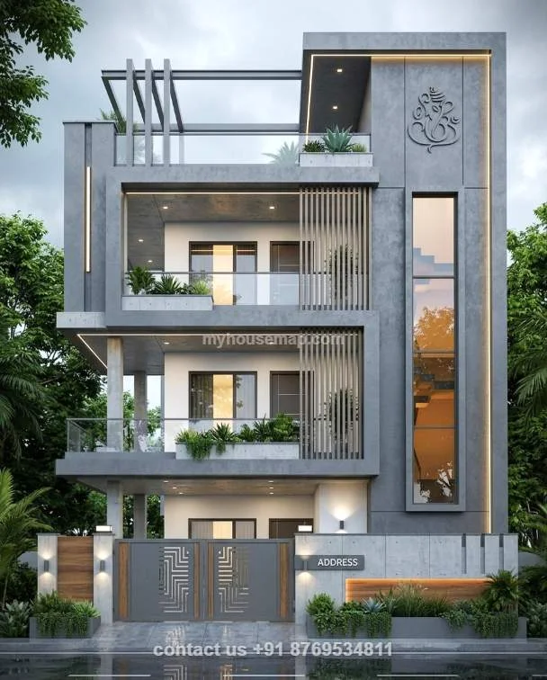 Front Elevation Staircase Wall Design From Outside