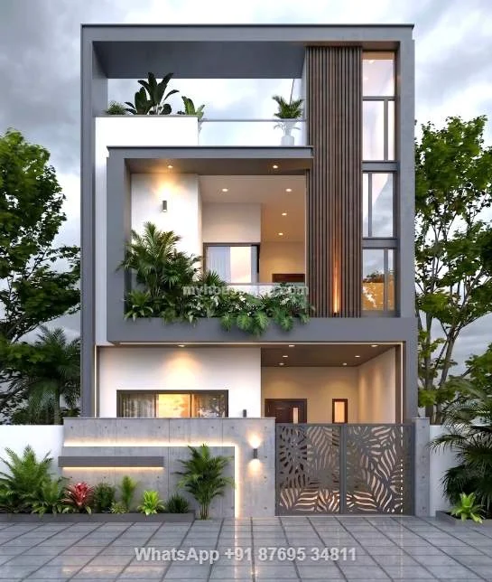 G+1 Simple Exterior Front Design 25 Ft