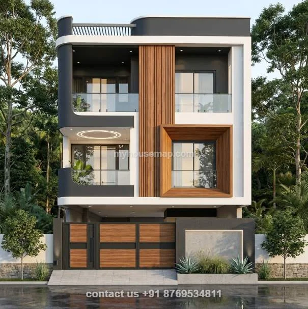 G+2 Building Design Front Elevation