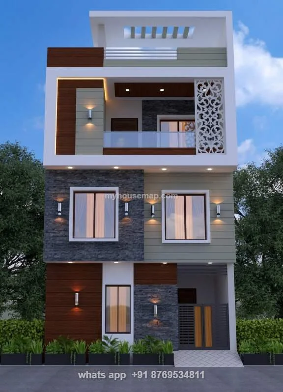 House Elevation Design Triple Floor